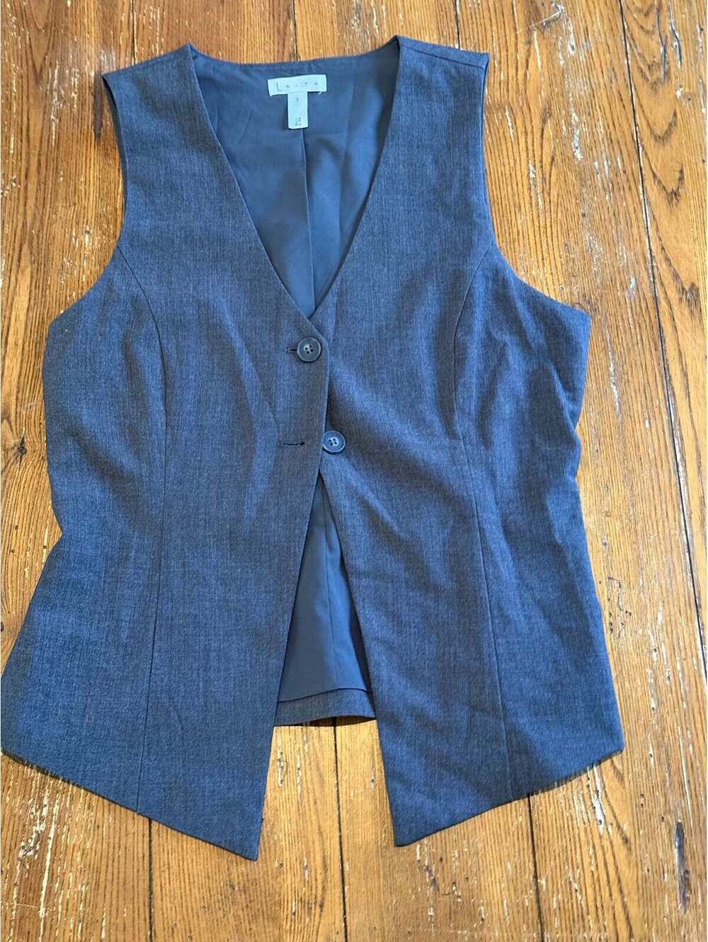 LEITH Gray Tailored Button Front Vest – Women’s Small